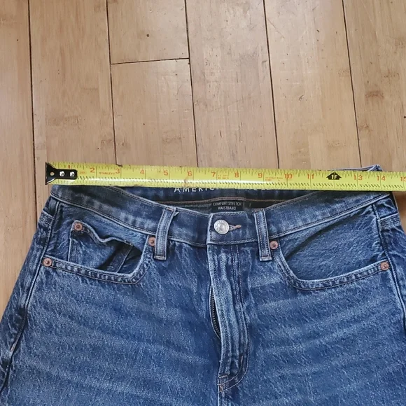 American Eagle Outfitters 4short Low Rise Baggy Straight Relaxed Fit Blue Jeans - Picture 5 of 10